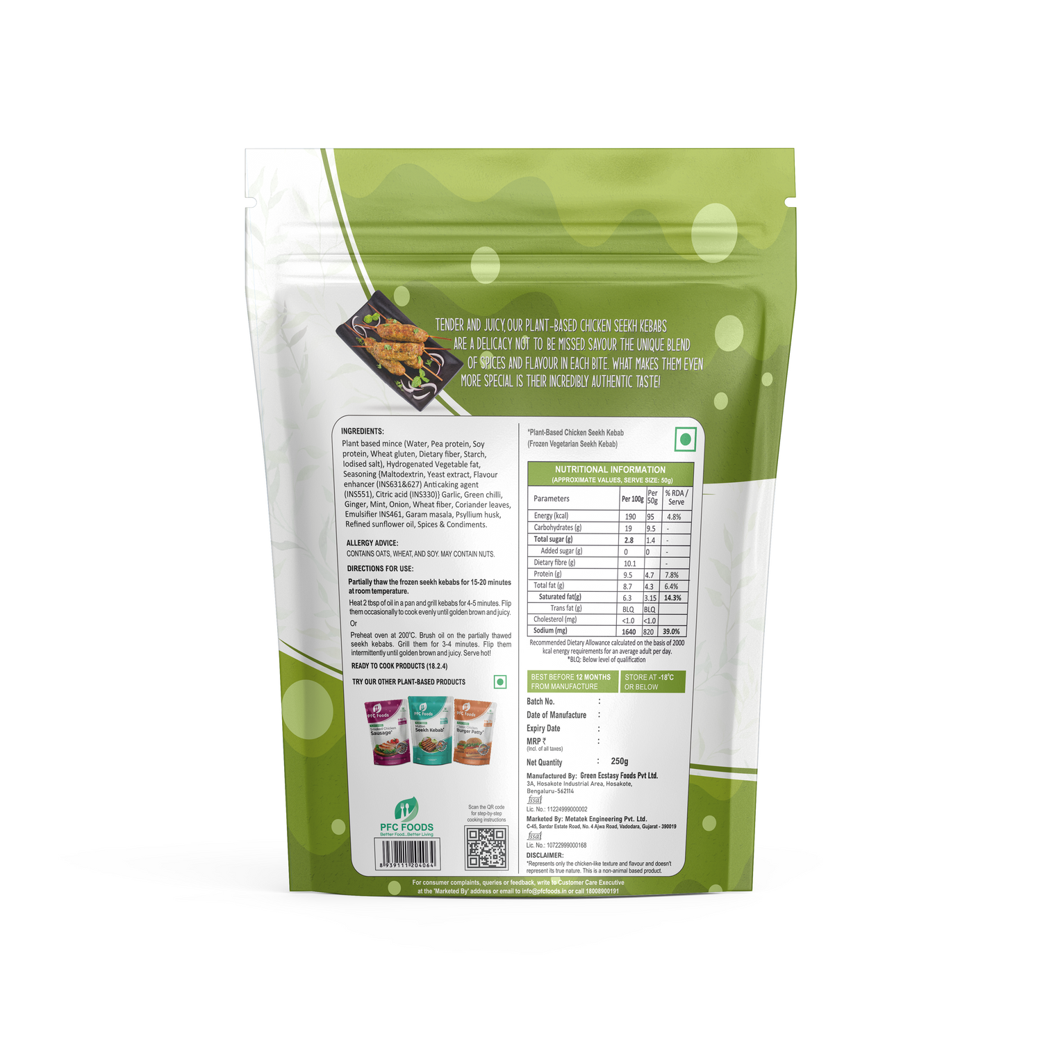 Plant Based Chicken Seekh Kebab