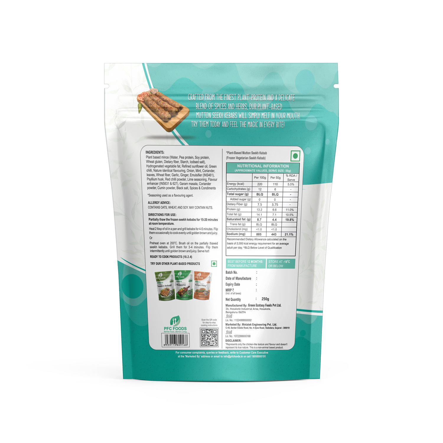 Plant Based Mutton Seekh Kebab